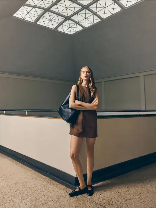 Mini vestito con effetto scamosciato - marrone dorato