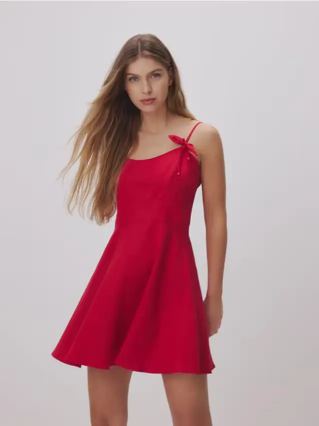 Mini vestito con fiocchi - rosso