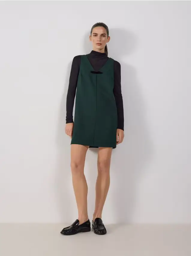 Mini vestito con fiocco - verde scuro