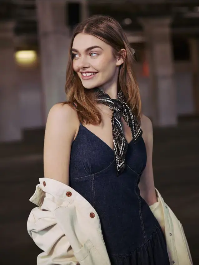 Mini vestito in denim - blu scuro