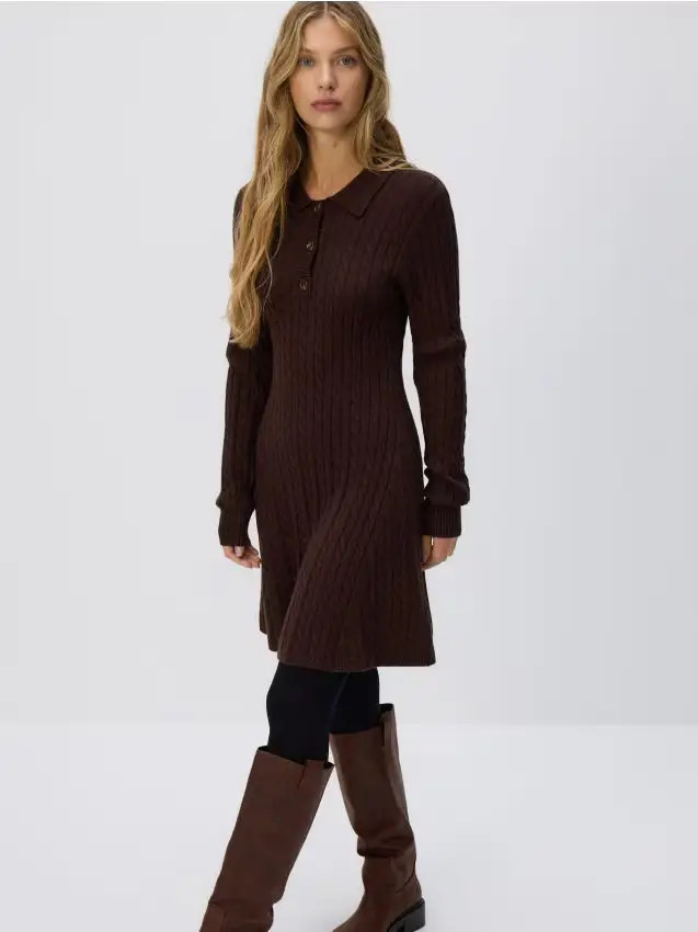 Mini vestito in jersey - marrone scuro