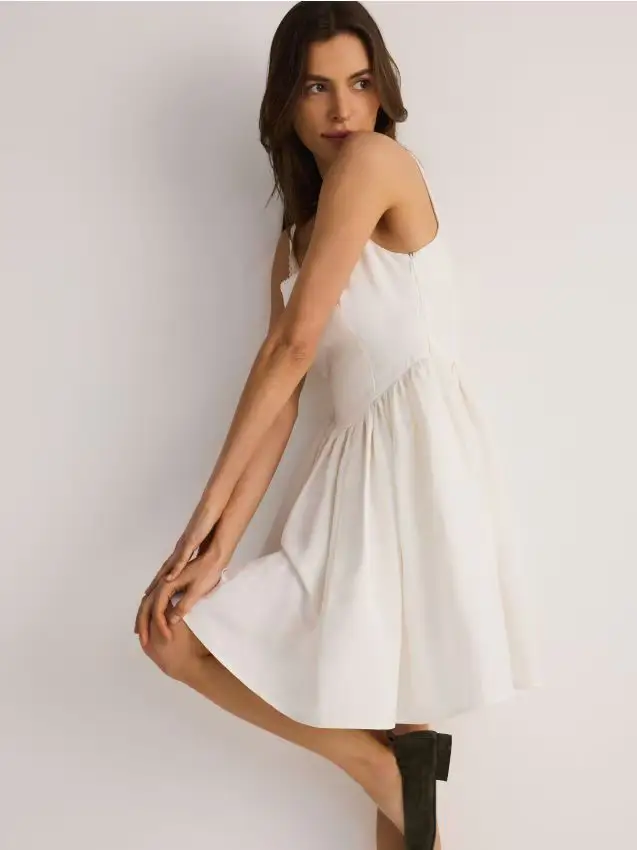 Mini vestito in misto lino - bianco