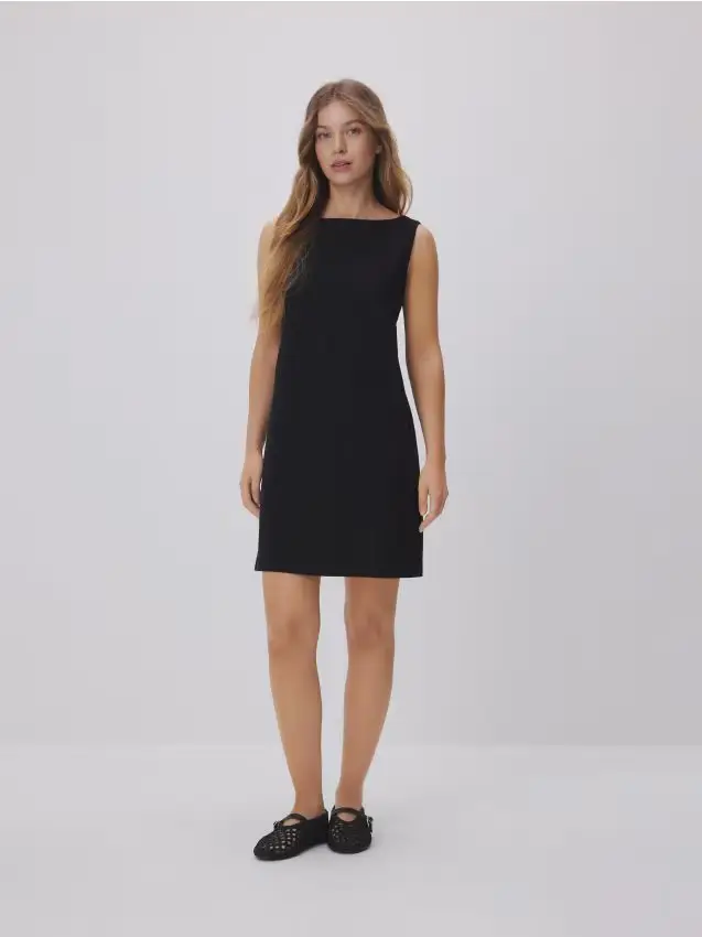 Mini vestito in misto viscosa - nero