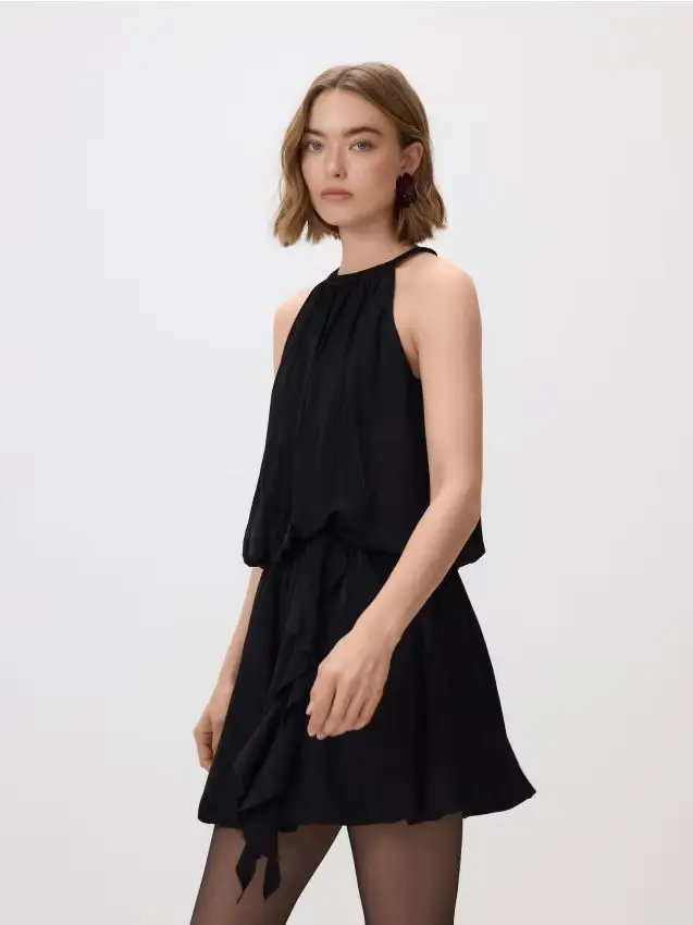 Mini vestito in misto viscosa - nero