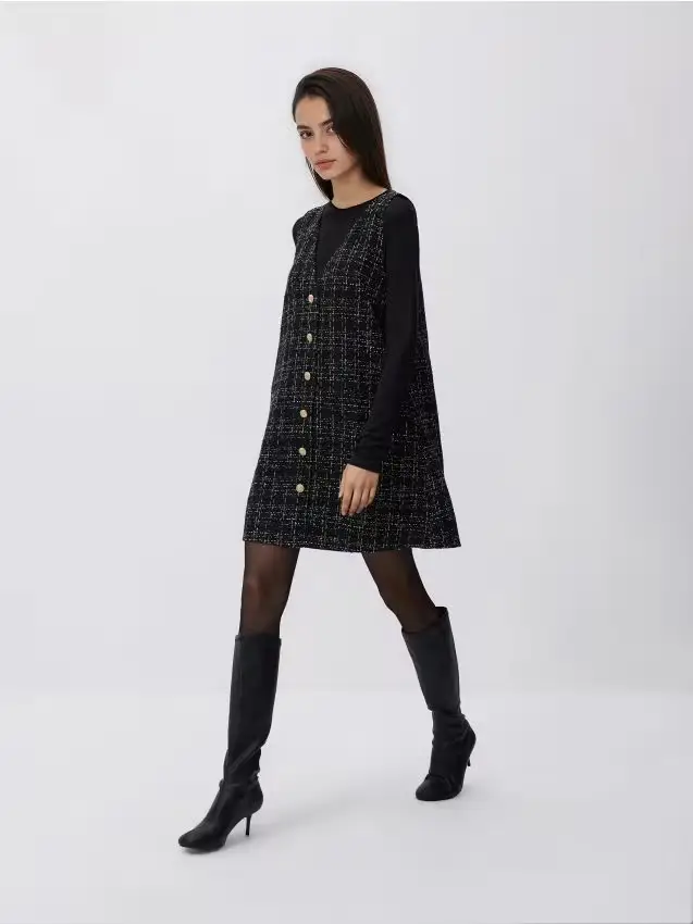 Mini vestito in tweed - multicolore