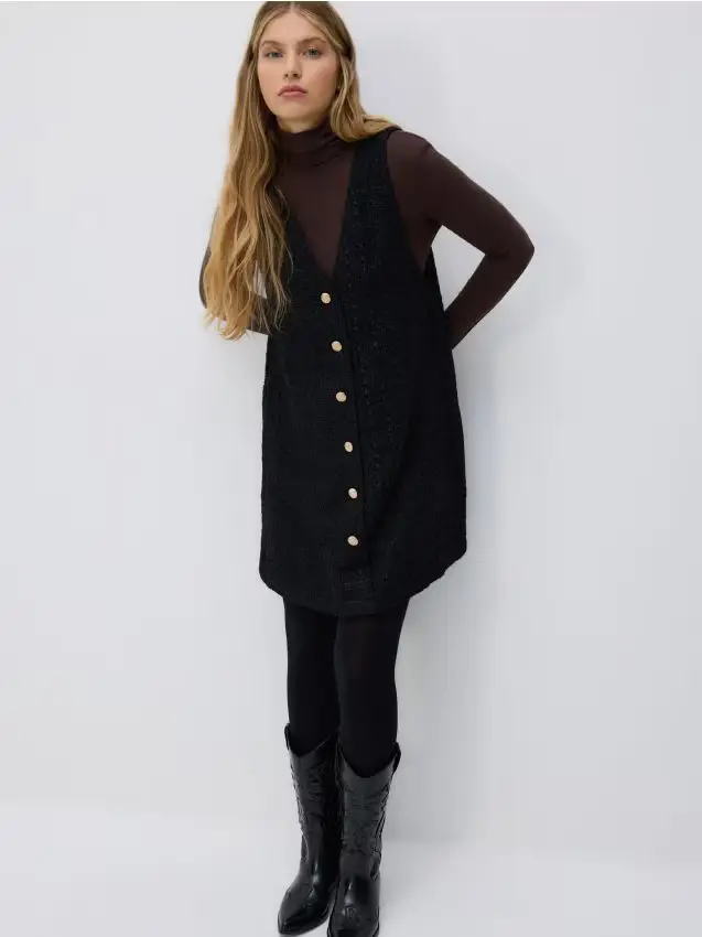 Mini vestito in tweed - nero