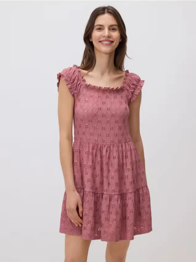 Mini vestito traforato - malva