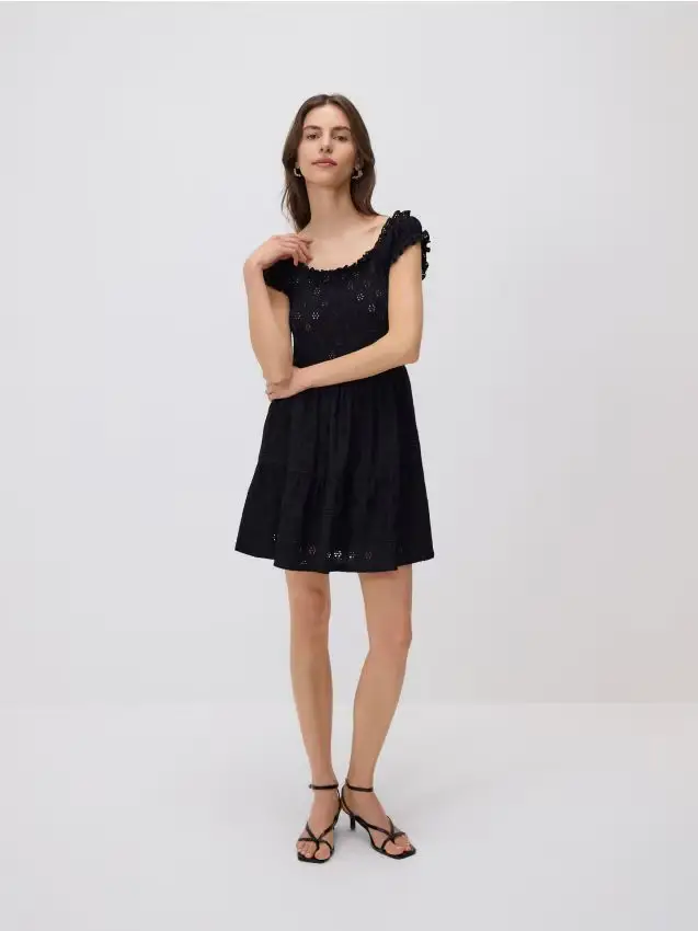 Mini vestito traforato - nero