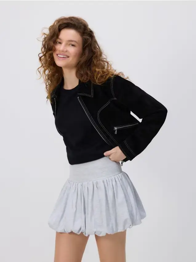 Minigonna a palloncino - grigio chiaro