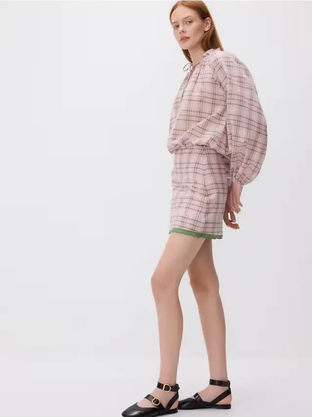 Minigonna a quadri - rosa pastello