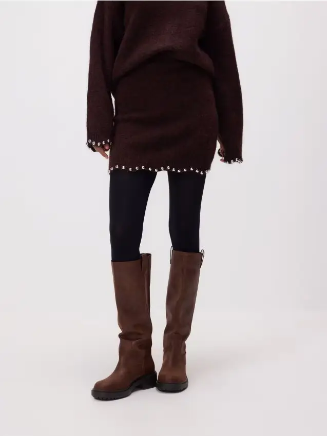 Minigonna con applicazioni - marrone scuro