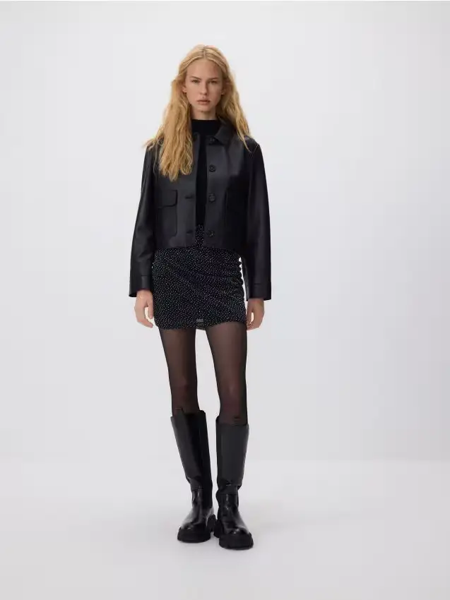 Minigonna con strass - nero