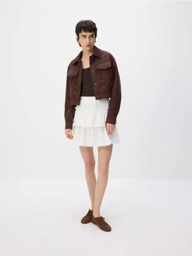 Minigonna con volant - bianco