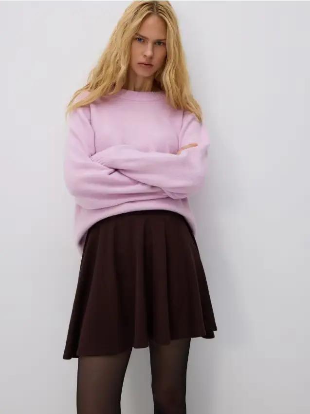 Minigonna con volant - marrone scuro