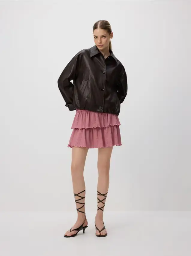 Minigonna con volant - rosa cipria