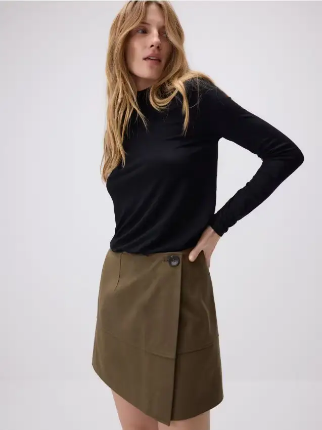 Minigonna effetto scamosciato - verde polveroso