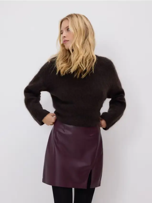 Minigonna in eco pelle - maroon