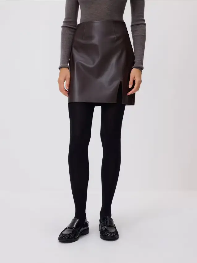 Minigonna in eco pelle - marrone