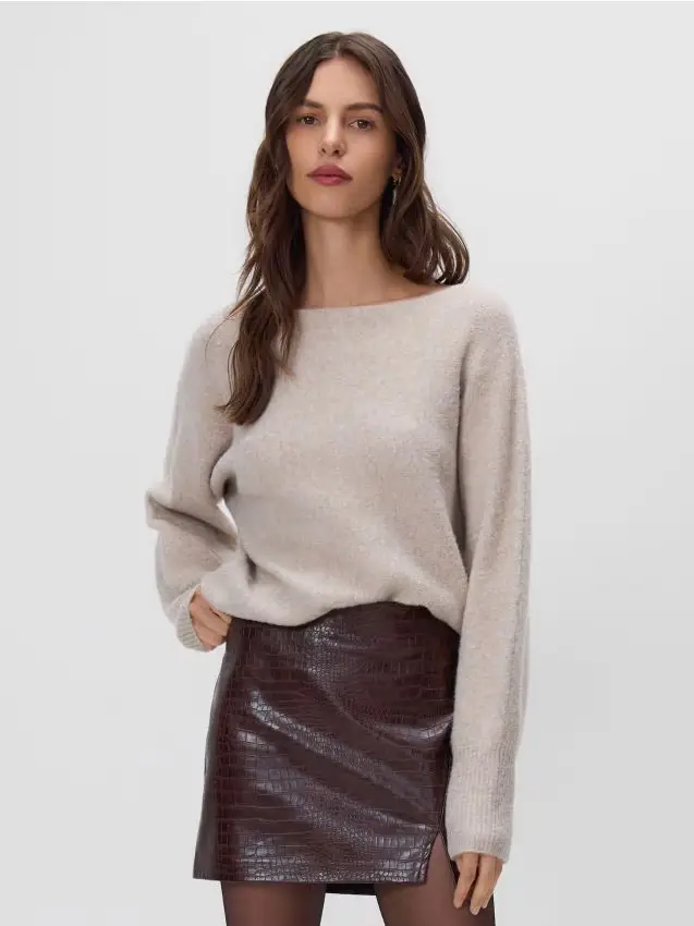 Minigonna in eco pelle - marrone scuro