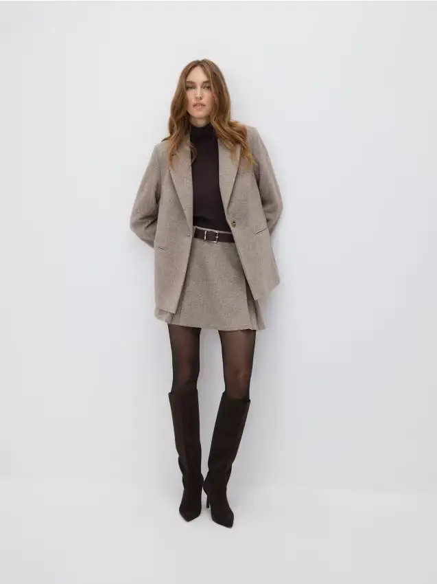 Minigonna in misto lana - beige