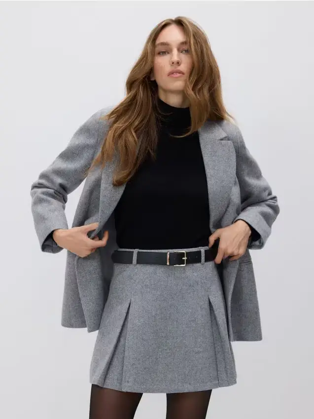 Minigonna in misto lana - grigio chiaro