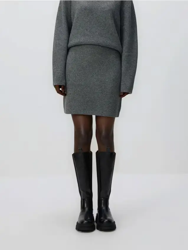 Minigonna in misto lana - grigio medio