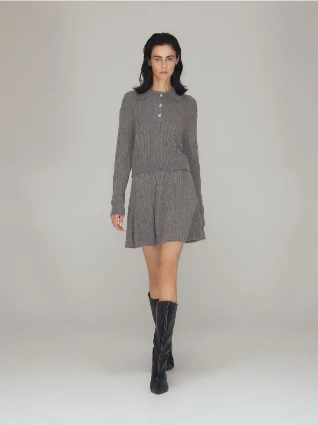 Minigonna in misto lana - grigio scuro