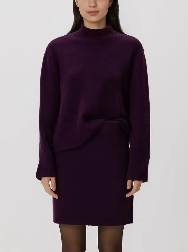 Minigonna in misto lana - mogano