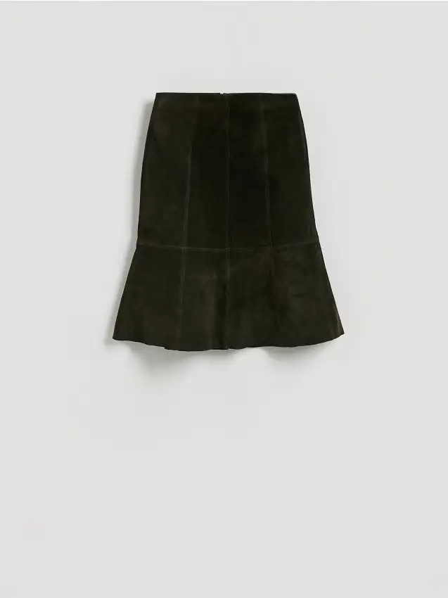 Minigonna in pelle - verde scuro