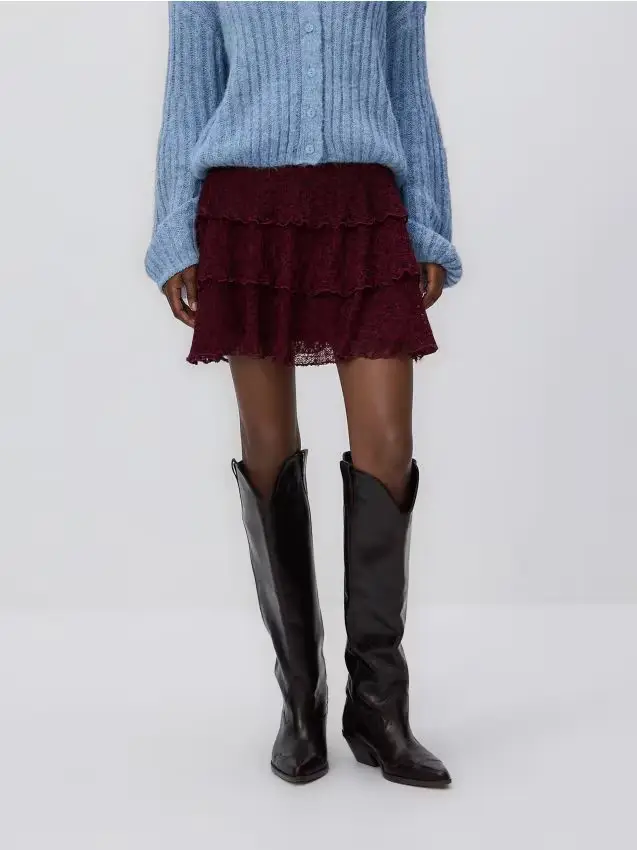 Minigonna in pizzo - viola scuro