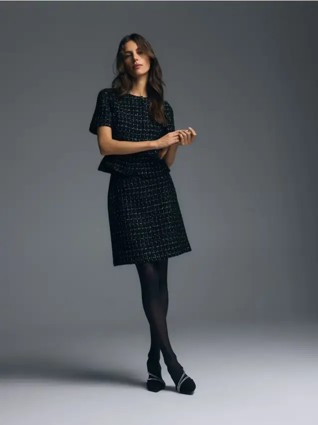 Minigonna in tweed - nero