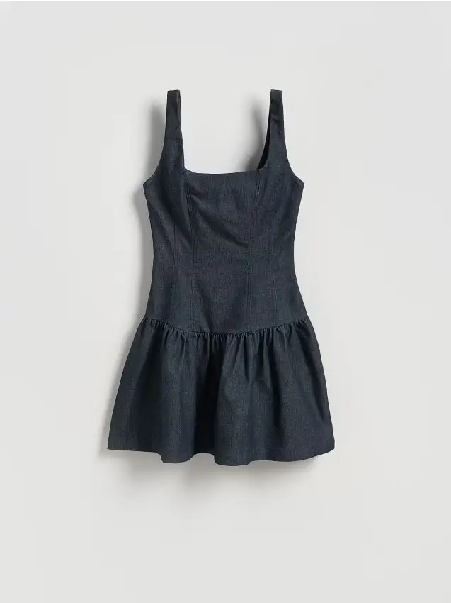 Minivestito con balze - blu scuro