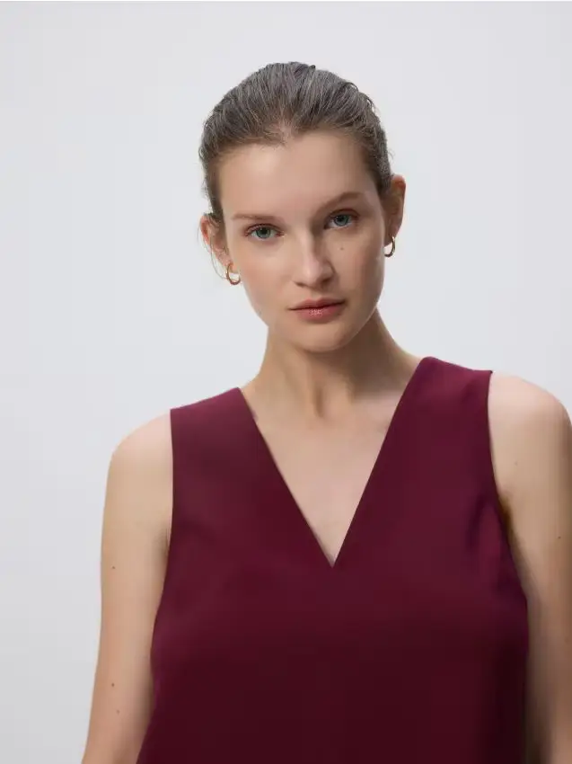 Minivestito con balze - maroon