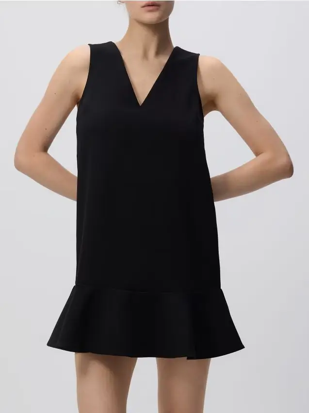 Minivestito con balze - nero