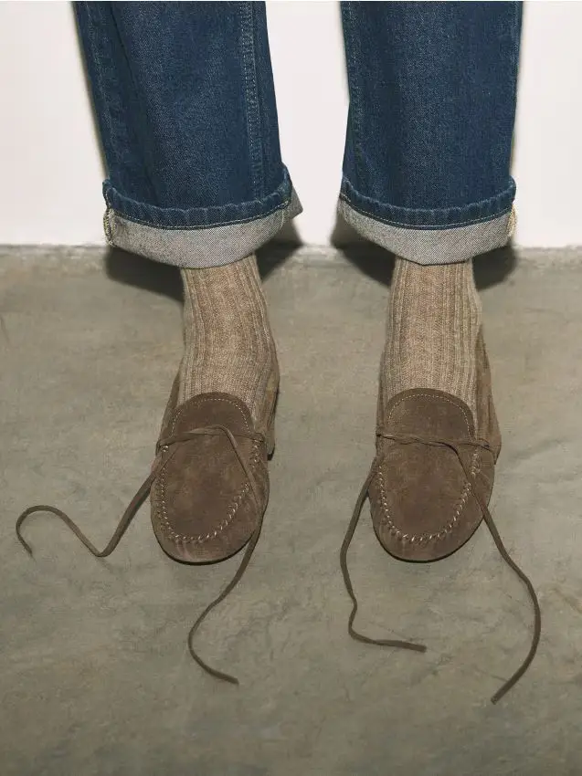 Mocassini in camoscio - caffè