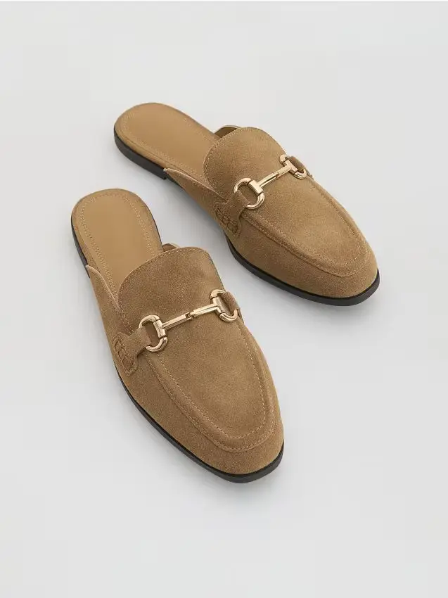 Mule in pelle scamosciata - beige