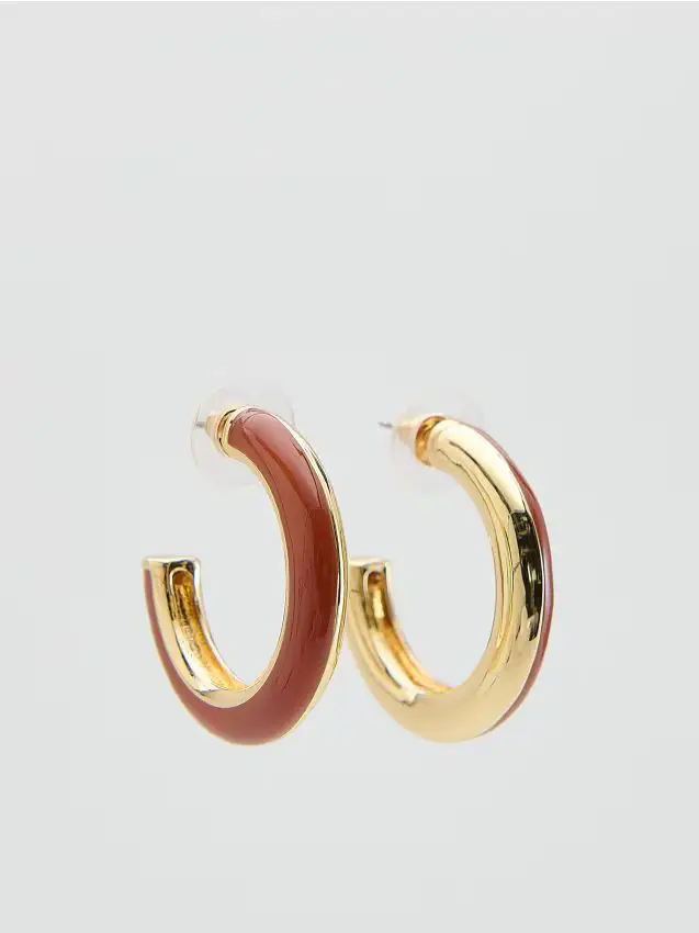 Orecchini chandelier circolari - marrone dorato