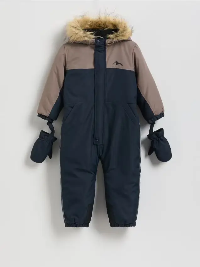 Pagliaccetto isolante con guanti - blu scuro