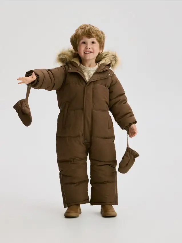 Pagliaccetto isolante con guanti - marrone scuro