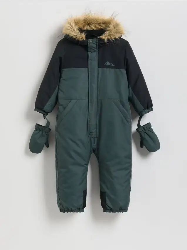 Pagliaccetto isolante con guanti - verde acciaio