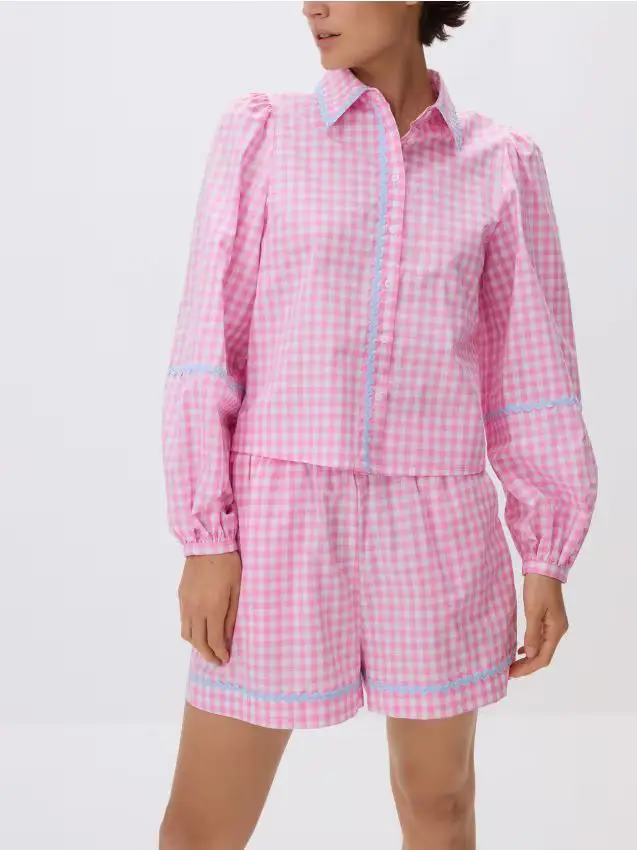 Pantaloncini a quadretti - rosa pastello