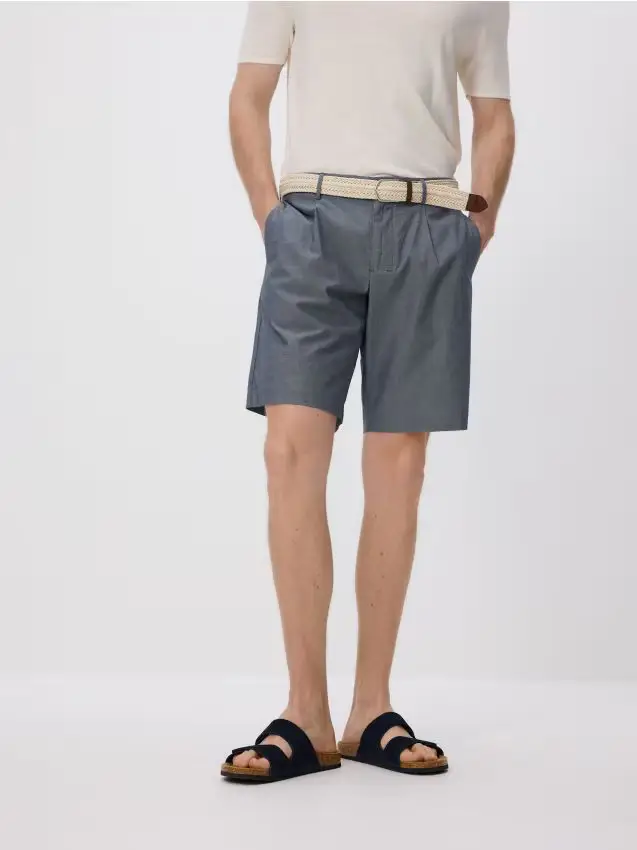 Pantaloncini chino con cintura - blu scuro