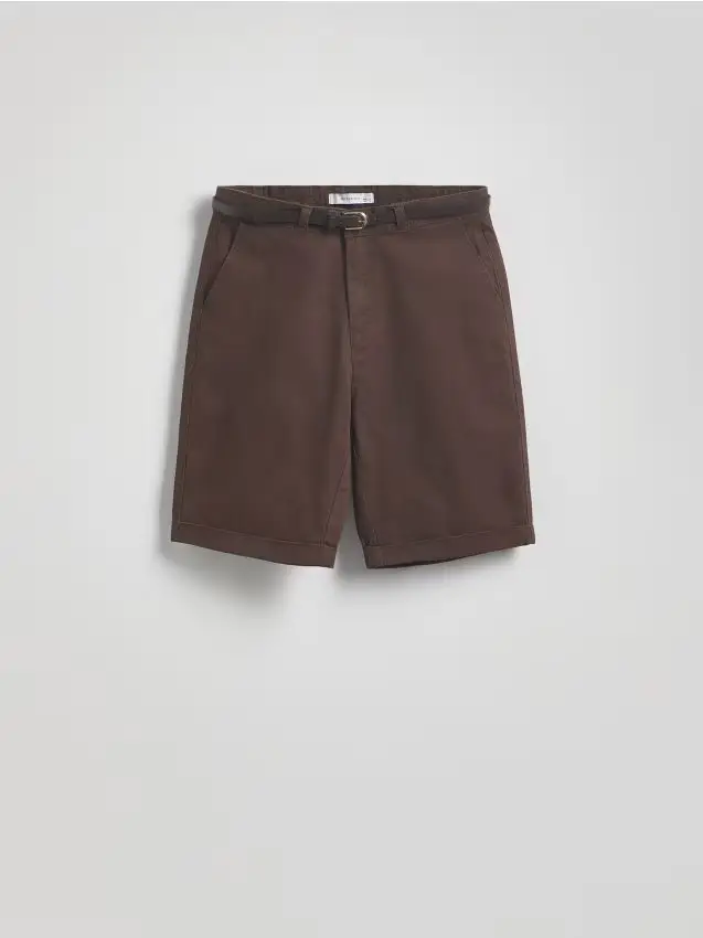 Pantaloncini chino con cintura - marrone