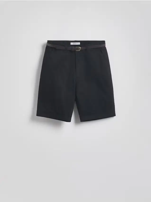 Pantaloncini chino con cintura - nero