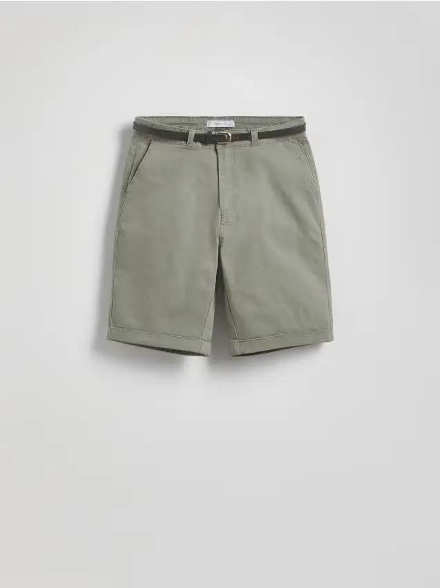 Pantaloncini chino con cintura - verde pallido