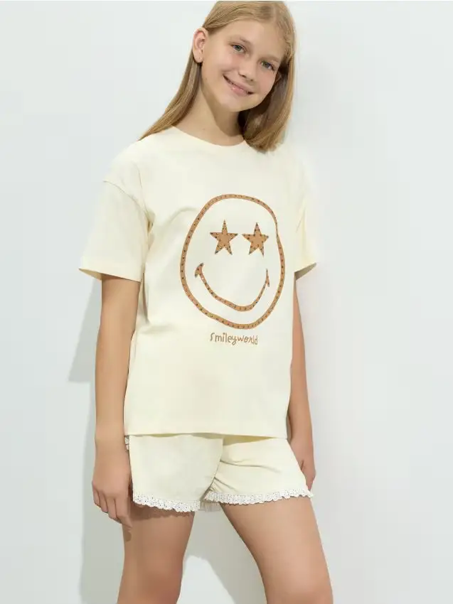 Pantaloncini con balza - giallo chiaro