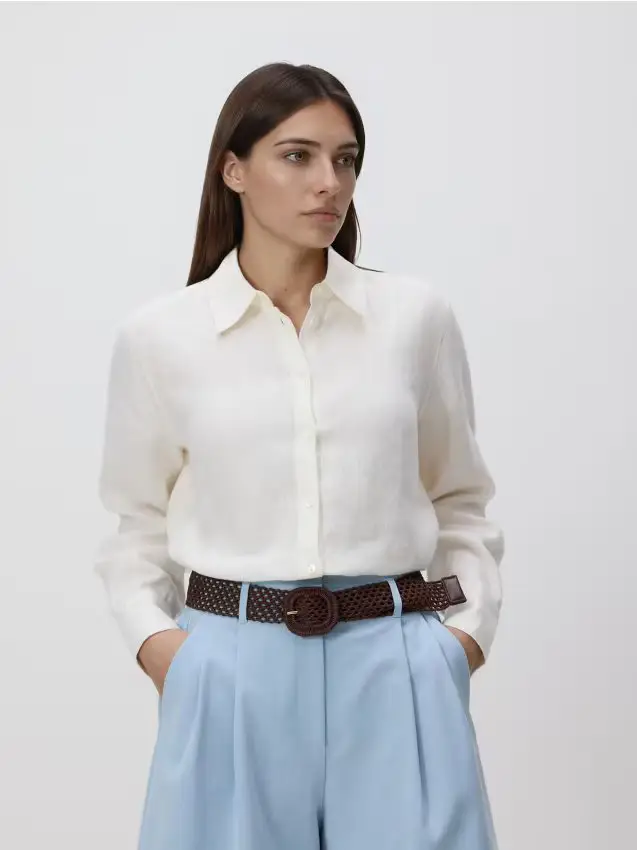 Pantaloncini con cintura intrecciata - azzurro