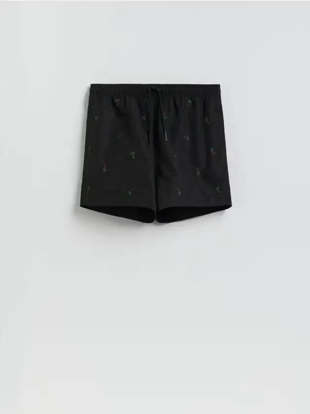 Pantaloncini da spiaggia con fantasia - nero