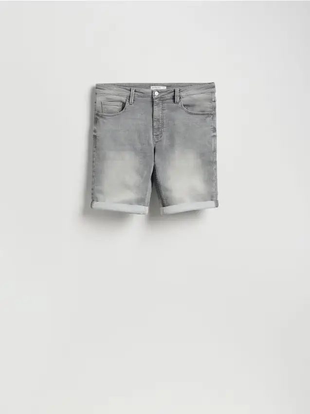 Pantaloncini denim slim - grigio chiaro