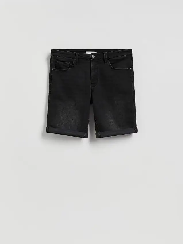 Pantaloncini denim slim - nero